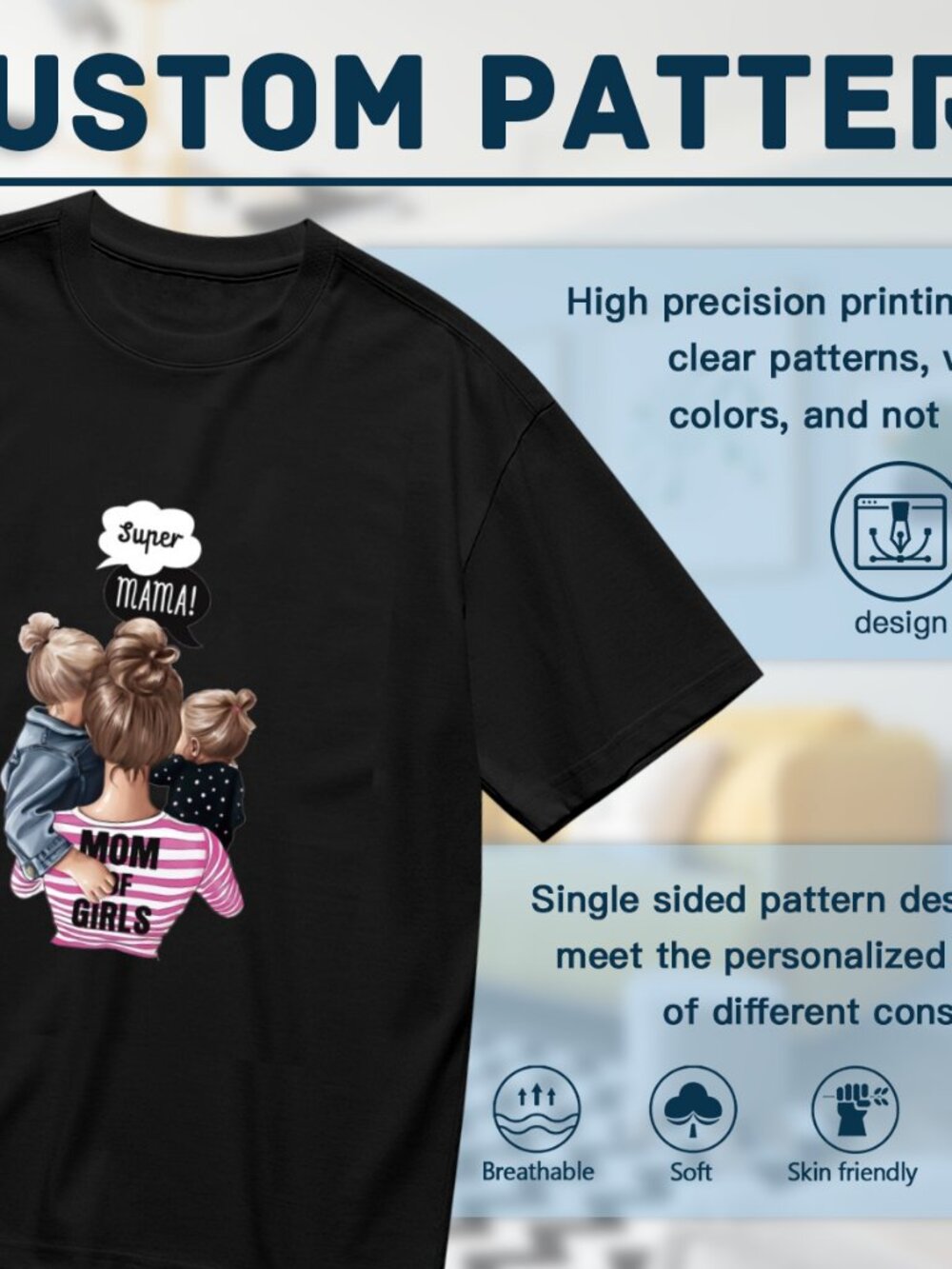 Mom of Girls Short Sleeve Tee - Black - Picture 2 of 5